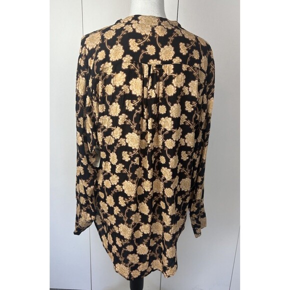 Free People Womens Small Mia Floral Print Tie Neck Tunic Top Long Sleeve NWT - Picture 4 of 11